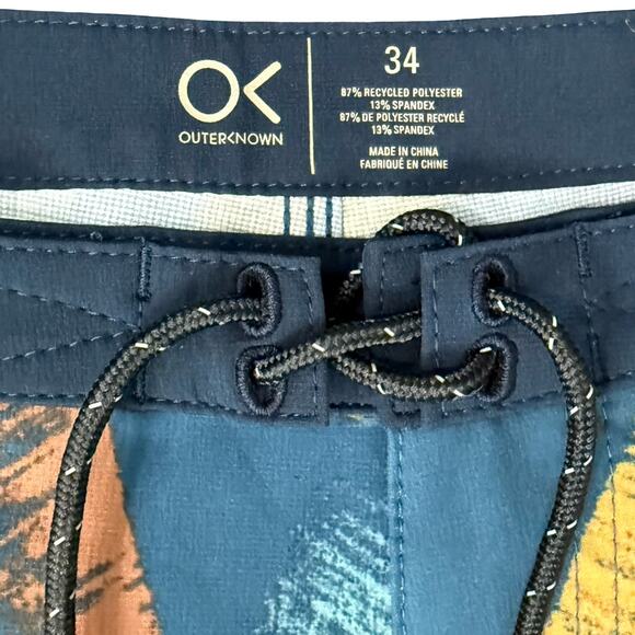 Outerknown Blue Pink Yellow Orange Brush Strokes Men's Swim Shorts Trunks sz 34 - Picture 2 of 10
